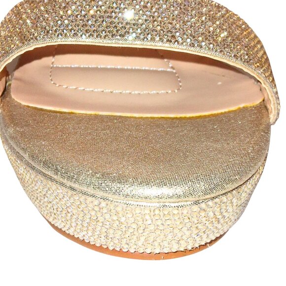 DE BLOSSOM COLLECTION CHAMPAGNE SHIMMER PLATFORM HIGH HEELS - SIZE 7.5 - Picture 4 of 9